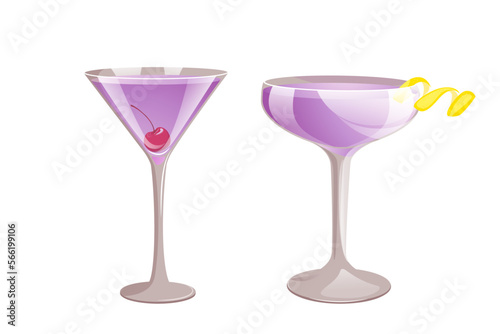 Cocktail "Aviator". Refreshing low alcohol cocktail. Classic bar drink. Vector illustration.