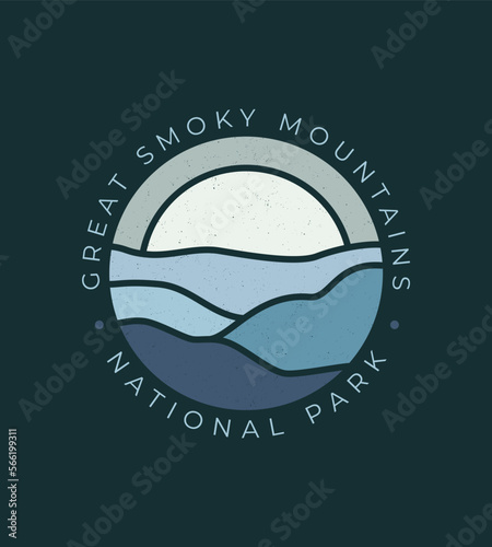 Vector line Art Great Smoky Mountains National Park Design Outdoor for t-shirt, apparel, logo and more