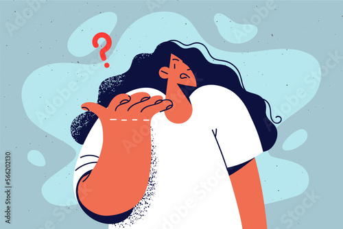 Confused woman frustrated about idea 