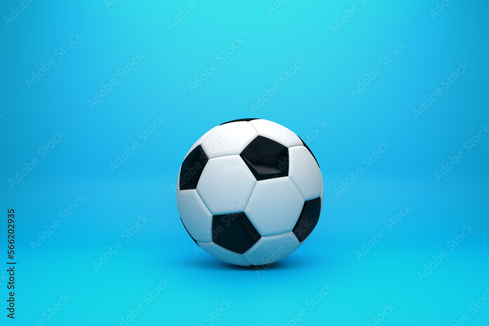 Football soccer ball on blue background.