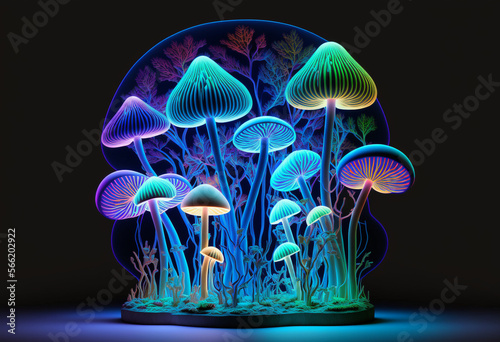 Ai-Generated 3D Neon Artistic Render of a Vibrant, Unique, and Creative Fantasy Surreal Psychedelic Visual Artwork