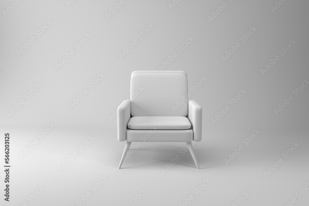 Modern white armchair on white background. 3D rendering. Modern white armchair on white background. 3D rendering.