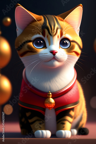 Cute cat representing the lunar new year.