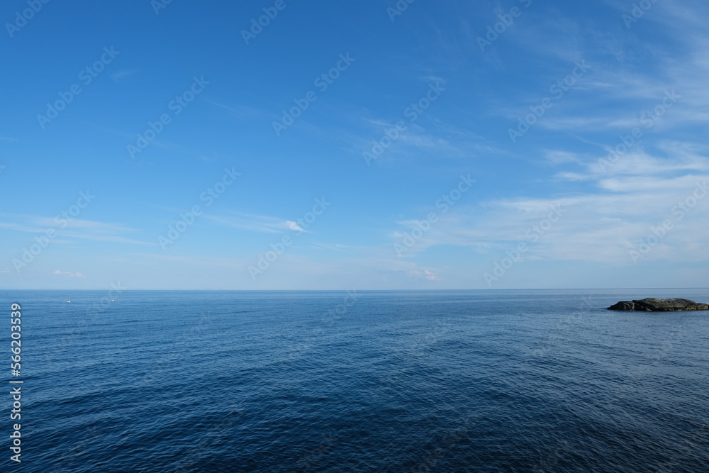 Blue sea horizon and blue sky, natural seascape background Blue sea horizon and blue sky, natural seascape background