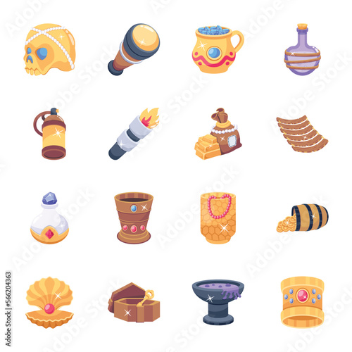 Trendy Gold Treasure 2D Icons 

