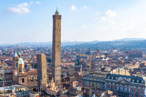 Bologna city of Emilia Romagna famous for its food and the historic seat of the oldest university medieval towers photo