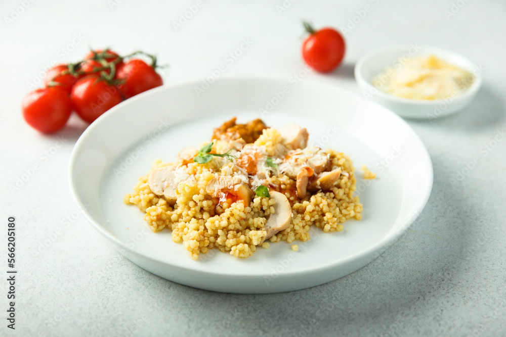Couscous with chicken and cheese Couscous with chicken and cheese