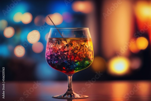 Get Lost in the Colorful World of Cocktails with a Glass on a Blurred Background