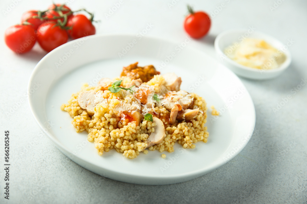Couscous with chicken and cheese Couscous with chicken and cheese