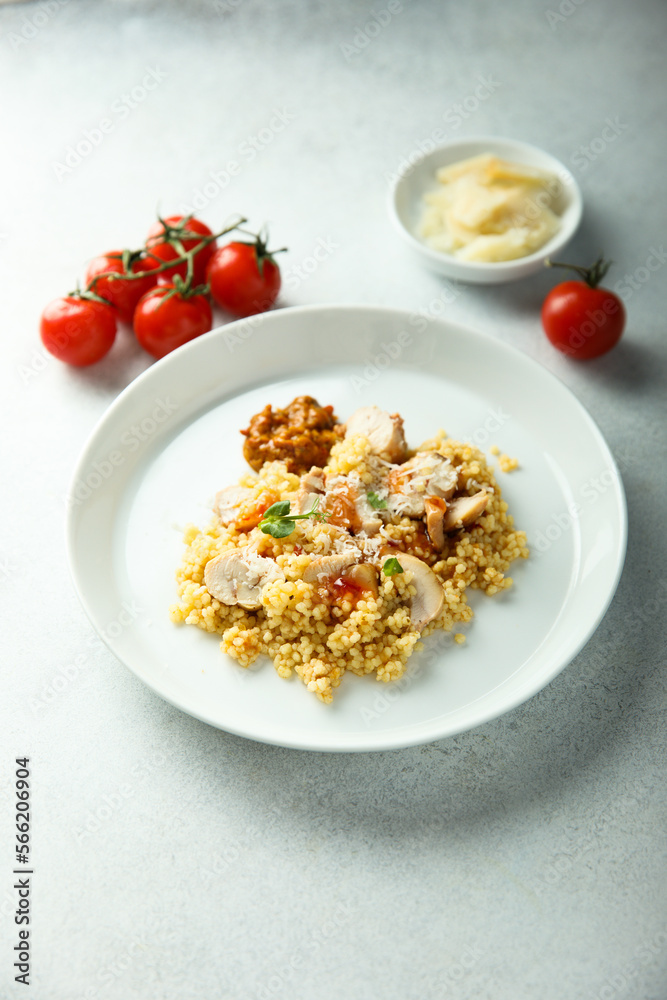 Couscous with chicken and cheese Couscous with chicken and cheese