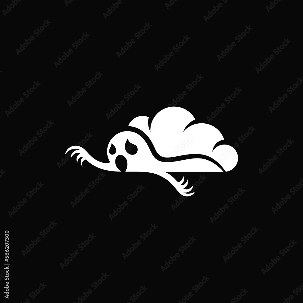 Ghost combination with cloud. Logo design.