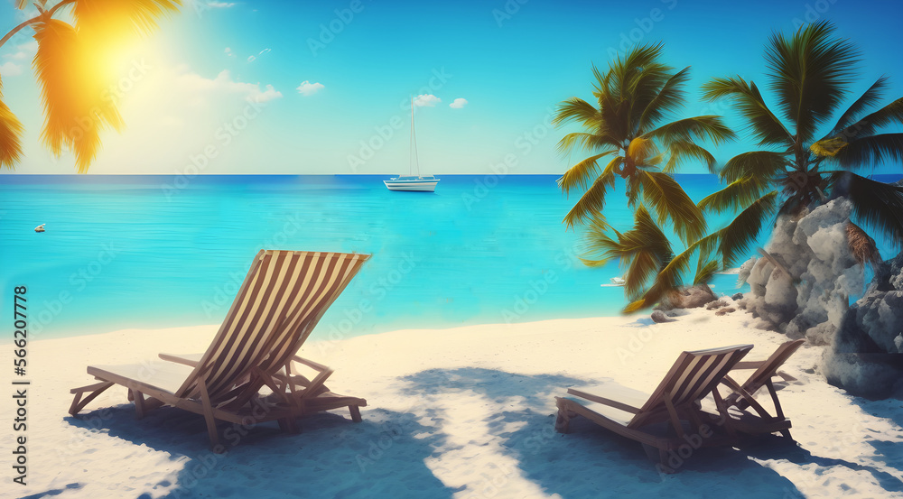 Sunny Vacation, Generative AI Illustration Sunny Vacation, Generative AI Illustration