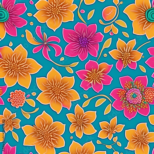 Wallpaper Mural Floral Pattern, Generative AI Illustration Torontodigital.ca