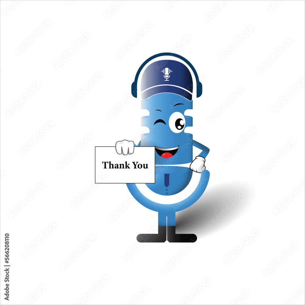 Fototapeta premium blue 3d microphone mascot