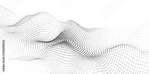 Circle dynamic wave of particles. Abstract futuristic background. Big data visualization. Vector illustration.