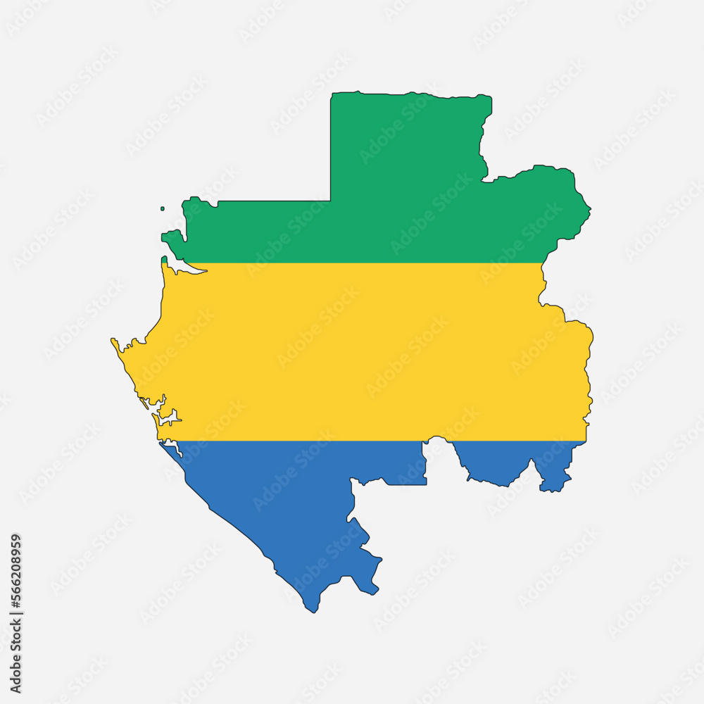 Map and flag of Gabon country outline silhouette vector illustration
Map and flag of Gabon country outline silhouette vector illustration