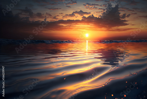 Summer sky background at sunset over sea © CanvasPixelDreams