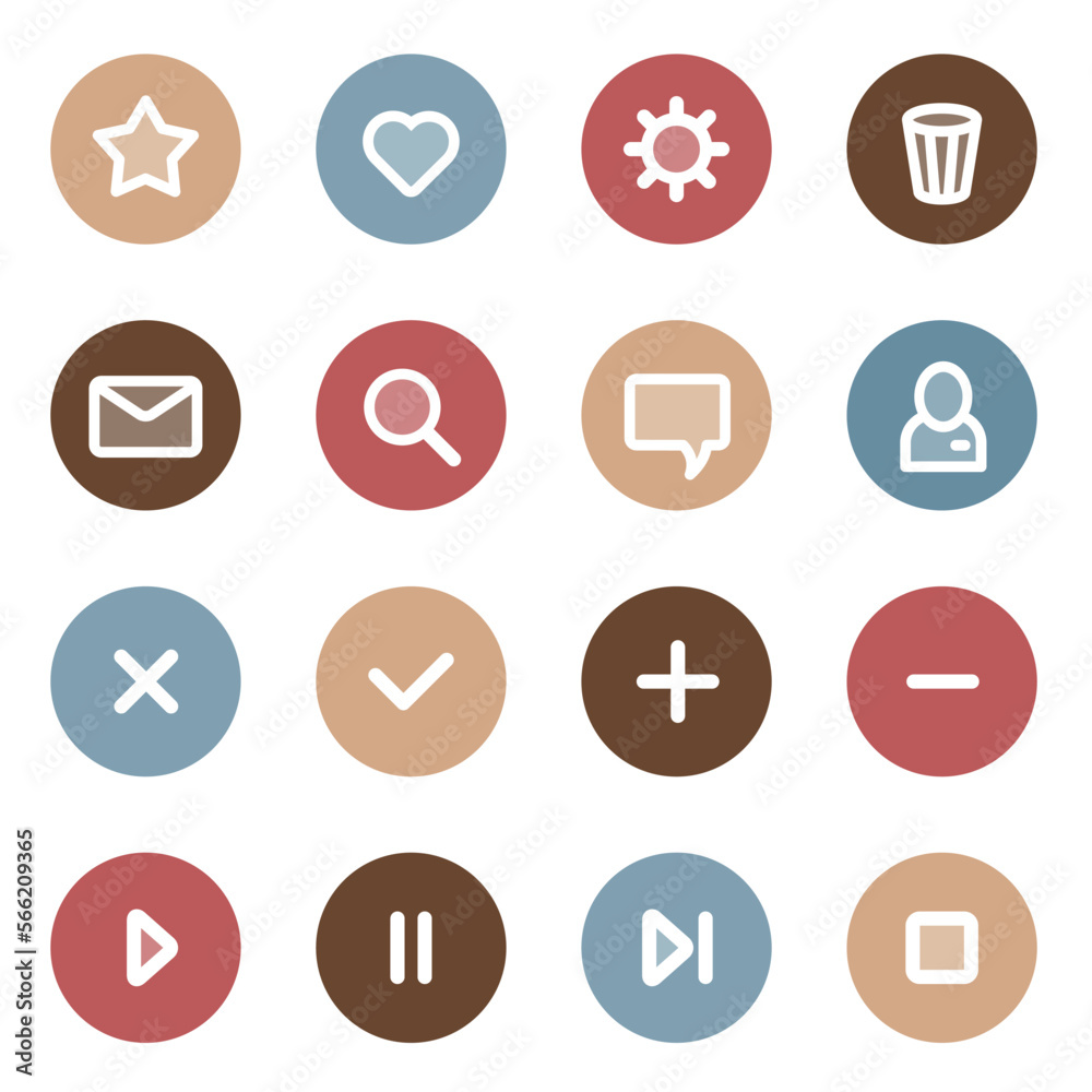 Flat UI design elements - set of basic web icons