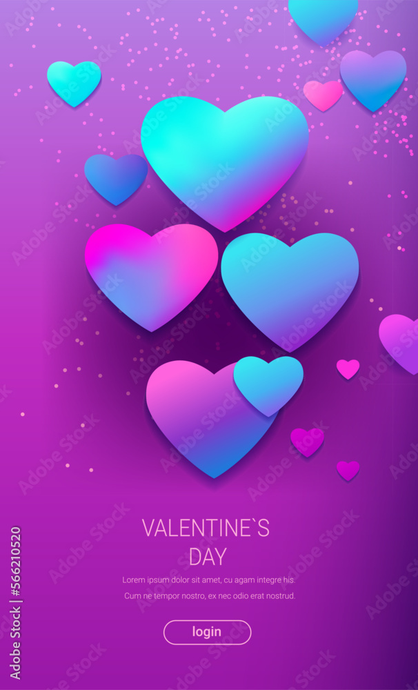 love hearts happy valentine day holiday celebration concept vertical