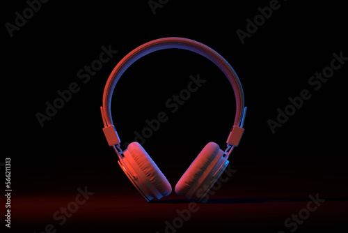 music headphones as audio equimpent - 3D Illustration photo