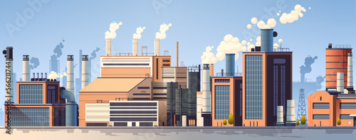 energy generation plant with chimneys electricity production industrial manufacturing building heavy industry factory