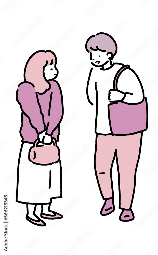 楽しく会話している男性と女性 楽しく会話している男性と女性