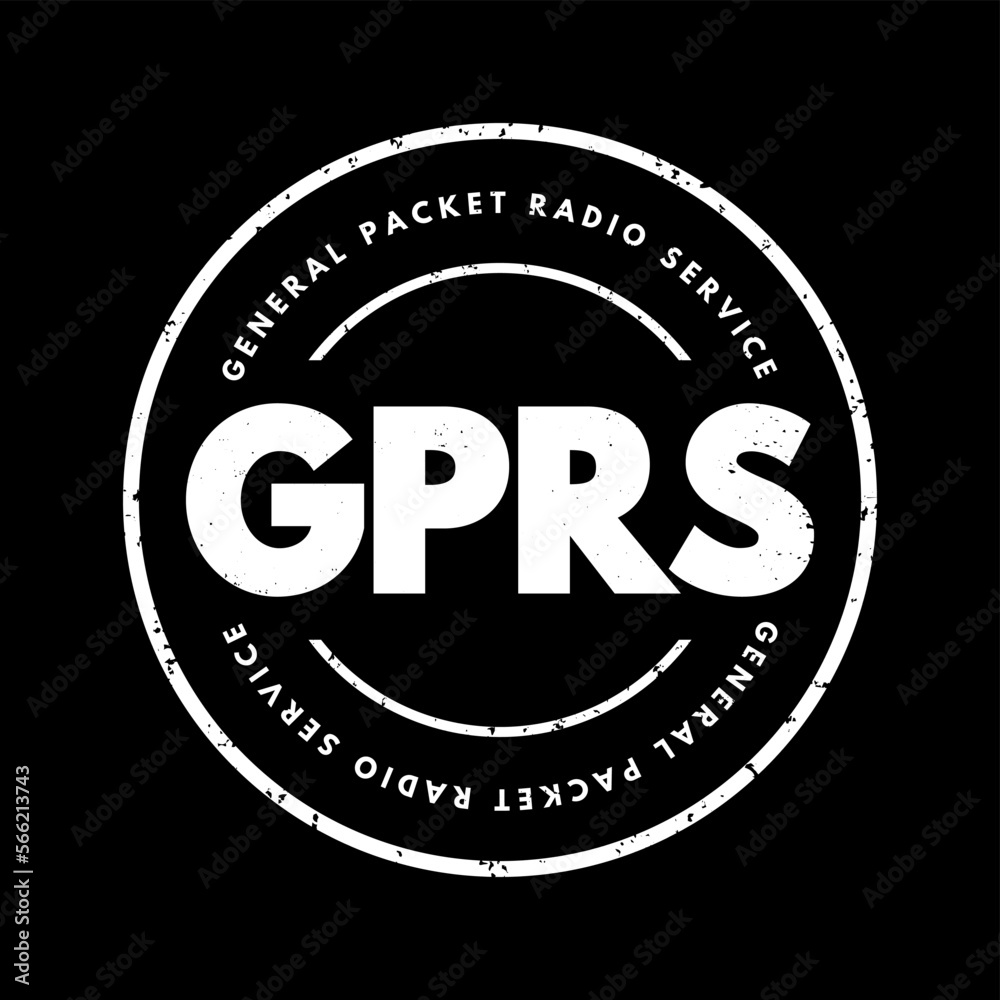 GPRS - General Packet Radio Service acronym text stamp, technology concept background
