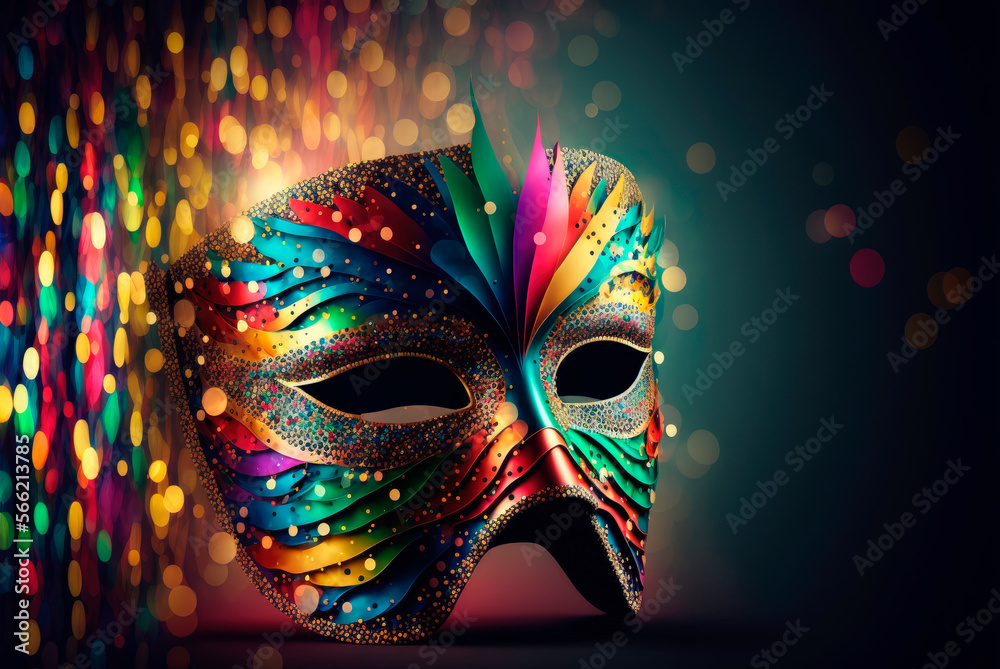 Colorful Venetian Carnival Mask. Generative AI