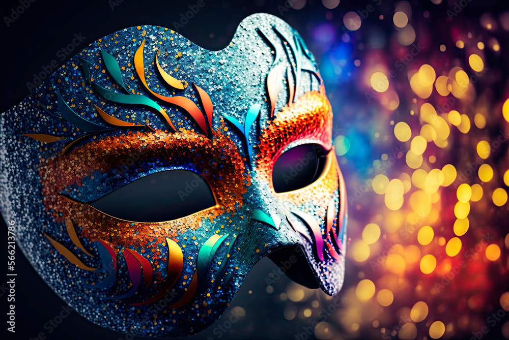 Colorful Venetian Carnival Mask. Generative AI