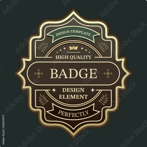 Vintage badge labels sticker with ribbon. Vector color illustration.