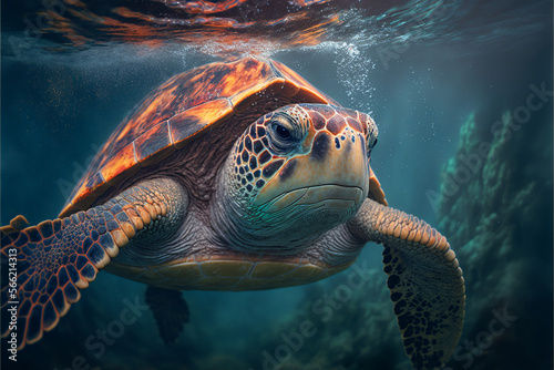 Turtle In Water, Generative Ai
