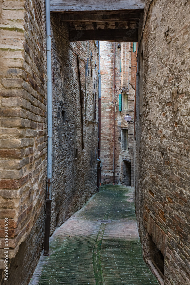 Beautiful places of Italy. Walking old streets of Urbino, city and World Heritage Site in Marche region, Italy.