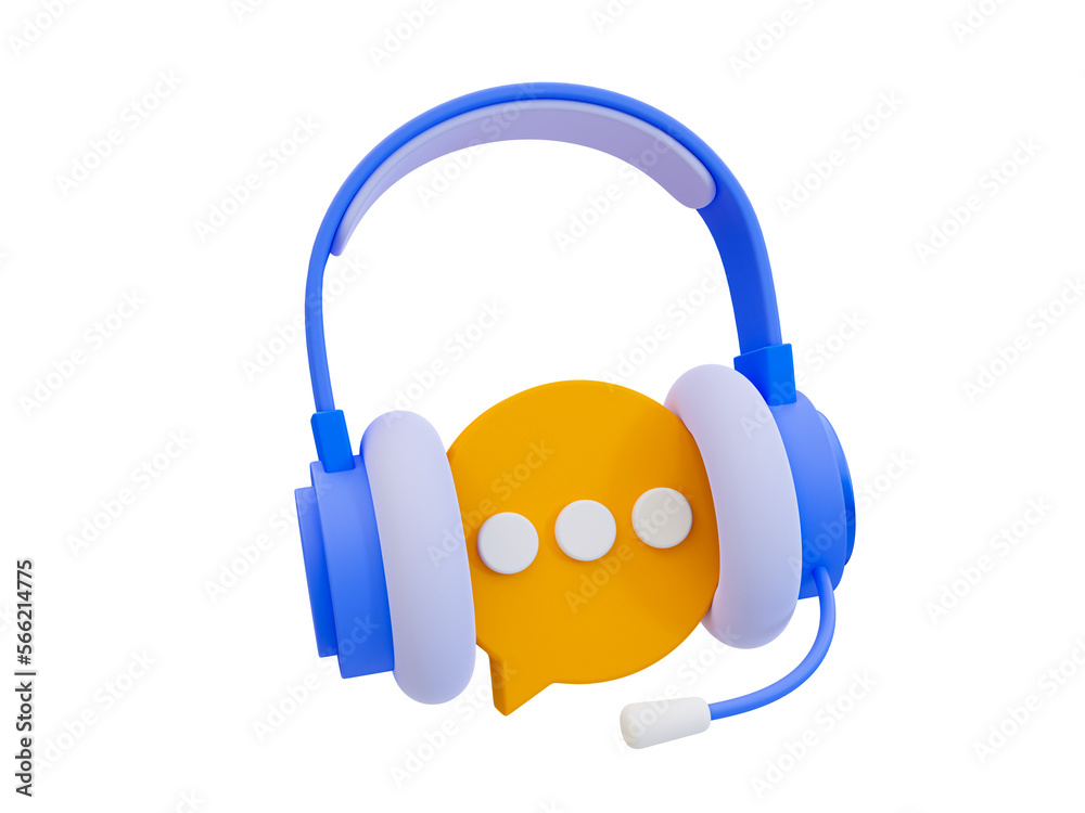 3d minimal call center operator icon. Online adviser concept. consulting clients online. Headphone with a message icon. 3d illustration. 3d minimal call center operator icon. Online adviser concept. consulting clients online. Headphone with a message icon. 3d illustration.