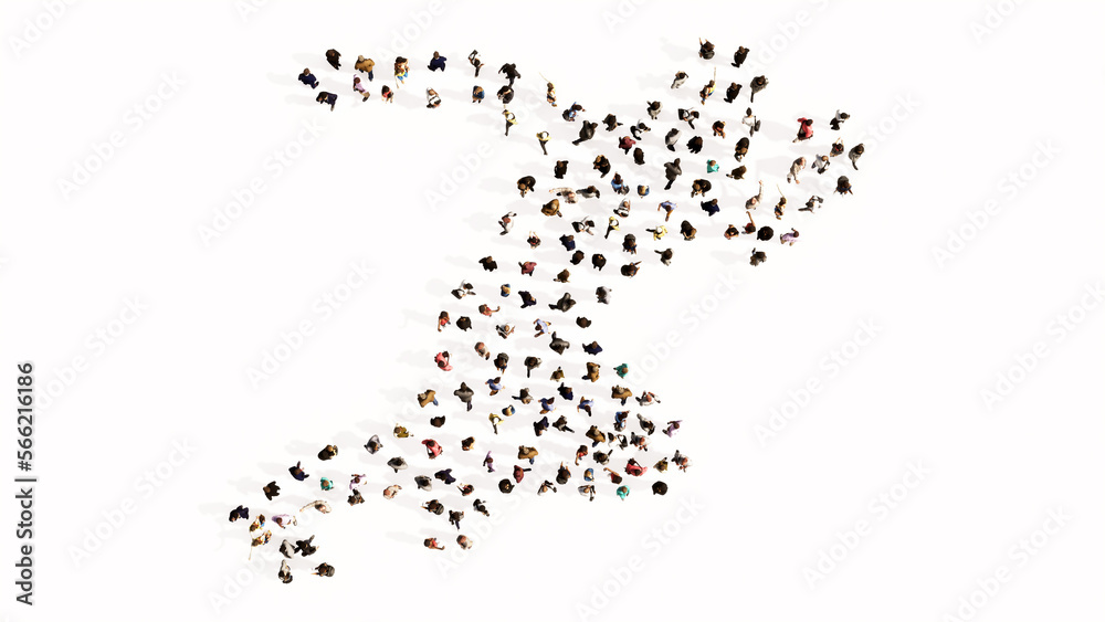 Concept or conceptual large community of people forming the image of a runner on white background. A 3d illustration metaphor for athlete, sprinter, marathon, competition, exercise and health Concept or conceptual large community of people forming the image of a runner on white background. A 3d illustration metaphor for athlete, sprinter, marathon, competition, exercise and health
