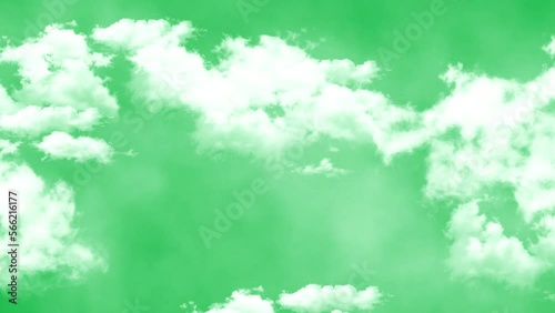 Moving clouds with fog on green screen background motion graphic effect.