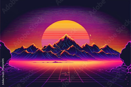 Purple Neon Synthwave background wallpaper