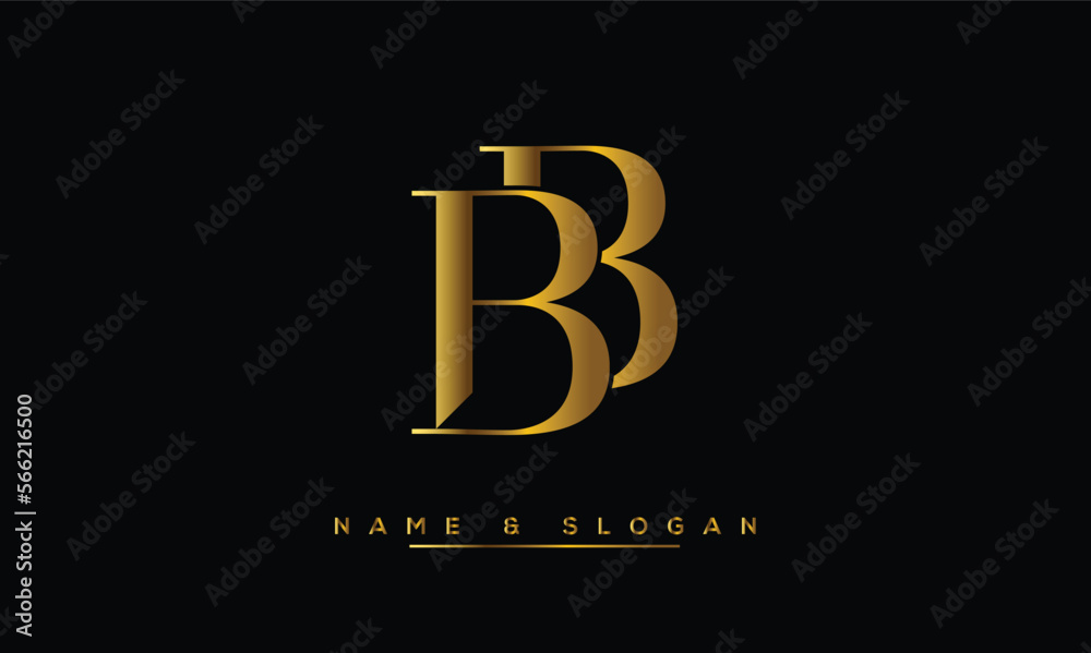 B, BB  Abstract Letters  Logo  Monogram - obrazy, fototapety, plakaty 