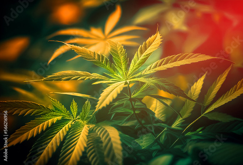 Marijuana close-up  texture background. Cannabis plant farm. Seeding cannabinoid  cannabidiol. Marihuana  hashish garden. Illegal legal drug. Marijuana for medicine and health. Ganja AI Generative.