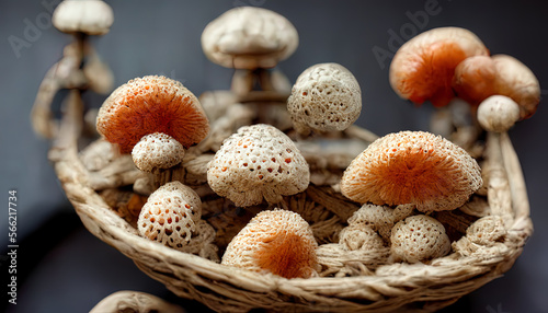 High Angle View Of Mushrooms In Basket food