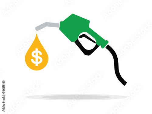 Green Fuel pump nozzle sign.Gasoline,Gas station icon. Vector illustration of fueling nozzle gasoline, diesel, gas isolated on white background. Petroleum fuel pump template.Pump nozzle, oil dripping.