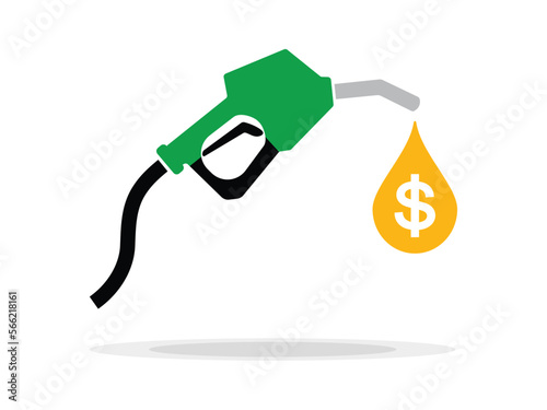 Green Fuel pump nozzle sign.Gasoline,Gas station icon. Vector illustration of fueling nozzle gasoline, diesel, gas isolated on white background. Petroleum fuel pump template.Pump nozzle, oil dripping.