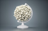 Earth globe made of skulls. Apocalypse and natural disaster concept.