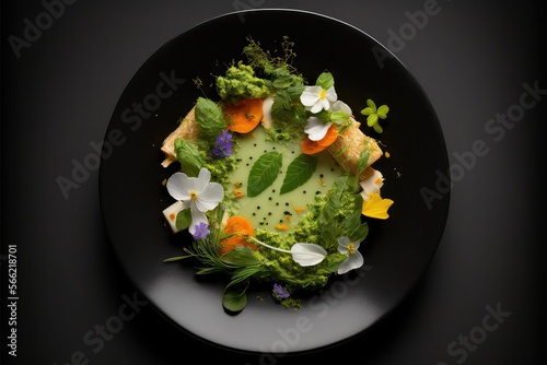 Top view of Michelin star restaurant dish