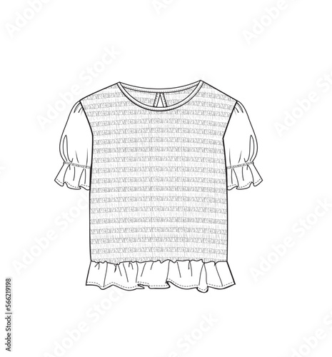 woman front and back smocking blouse fashion vector flat photo