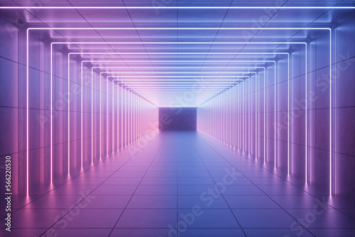 3d rendering neon tunnel space © 刘辉 刘