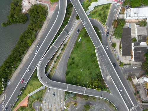 Aerial view of overpasses in the city of recife, pernambuco, brazil