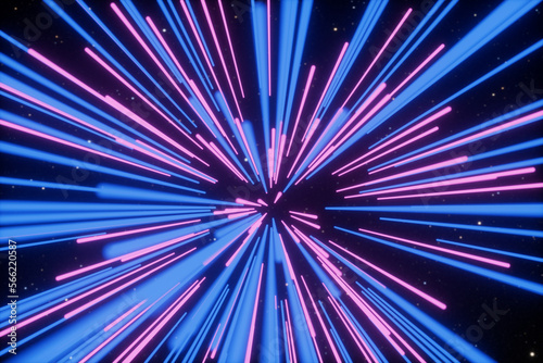 3d rendering neon tunnel space