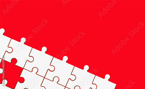 Three puzzle elements connected to each other. Vector drawing.