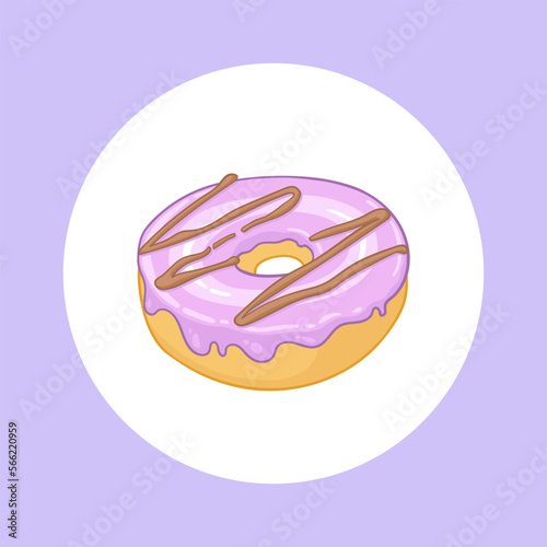 Donut in circle vector illustration. Sweet dessert poster.