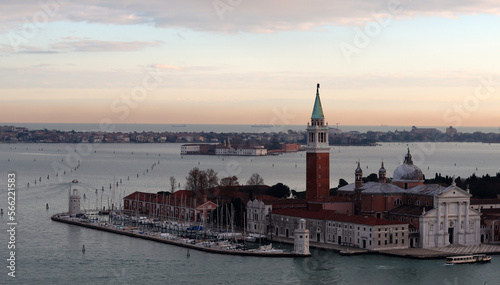 Venice city view. Sunny evening in beautiful Italian city. Romantic holydays destinations concept. 